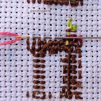 Anchoring your floss cor cross-stitching step 1