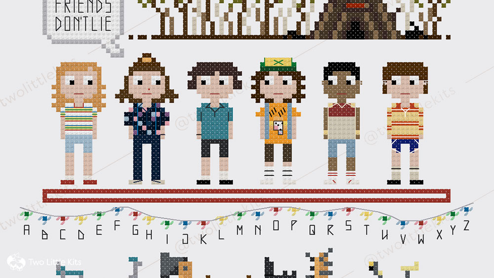 A slice preview of the Stranger Things cross-stitch sampler