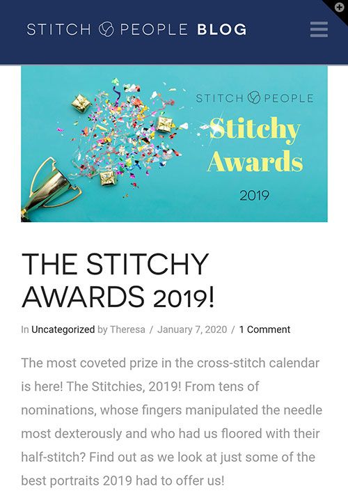 Screenshot of 'The Stitch Awards' blog post