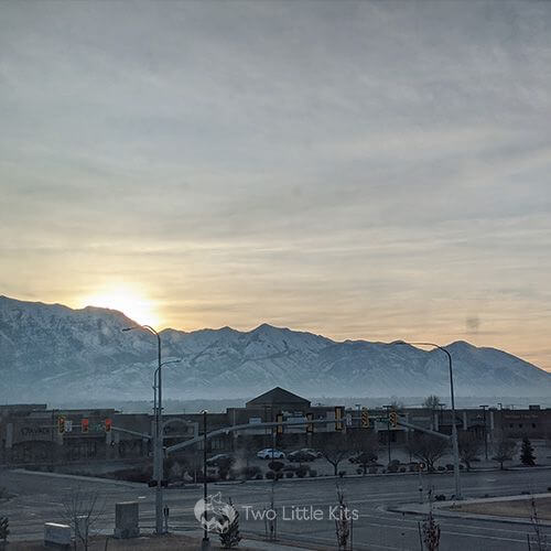 Sunrise behind mountains in Provo, UT