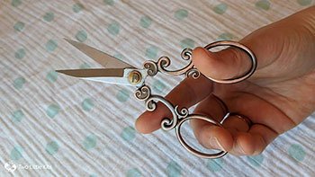 Hand holding a pair of scissors