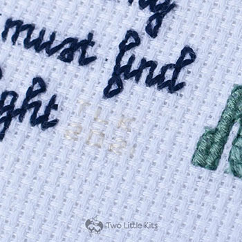 Close-up of my stitched signature