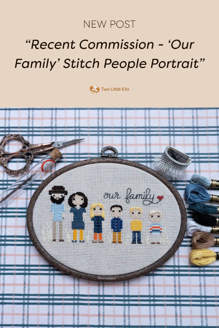 The past two years, a small group of other stitch people stitchers and I have done a little gift exchange. I got @houseinstitches and of course, I had to stitch her, her husband and their 4 kids. So this is her adorable, beautiful family!